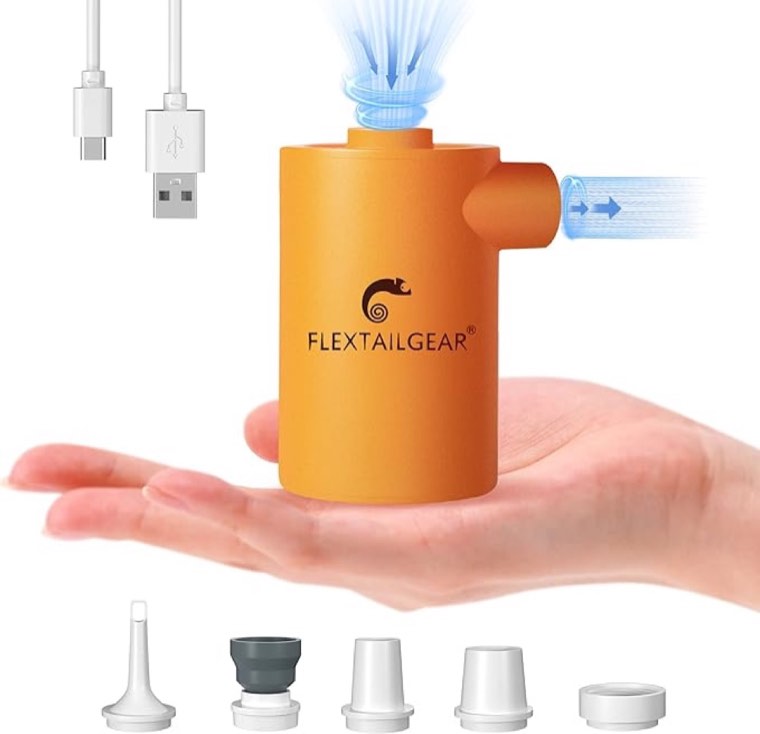 Portable air pump for inflating river tubes