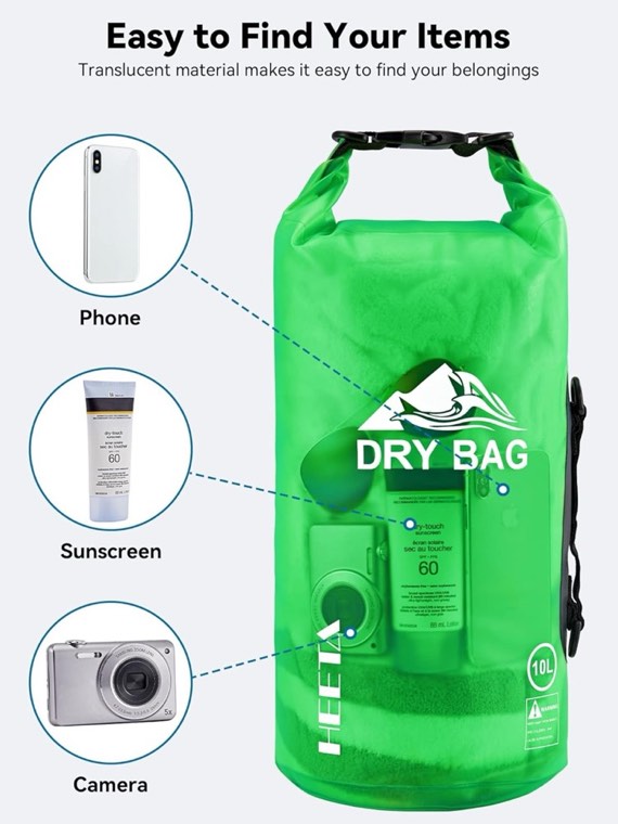 Waterproof dry bag for keys and towels