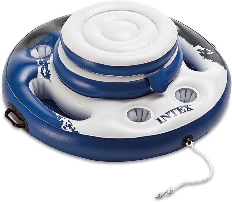 Inflatable floating cooler for drinks on the river